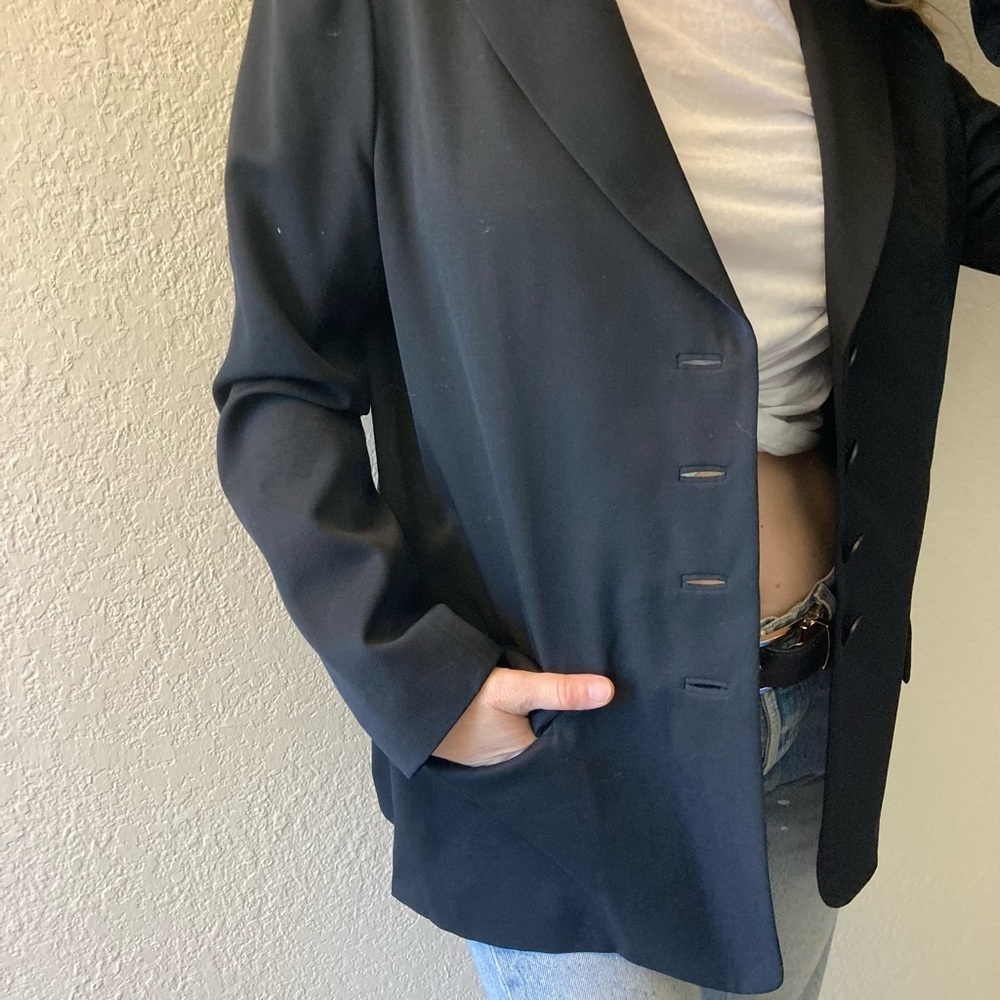 1980's Vintage David Hayes boxy black jacket size 12 - Picture 2 of 8